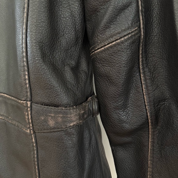 Lucky Brand dark brown genuine leather jacket zip front size small - Picture 12 of 16